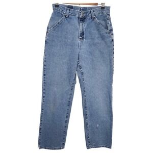 Vtg Lee Riders Denim Mom Jeans Womens Light Wash Relaxed Fit Pockets est. Sz 12